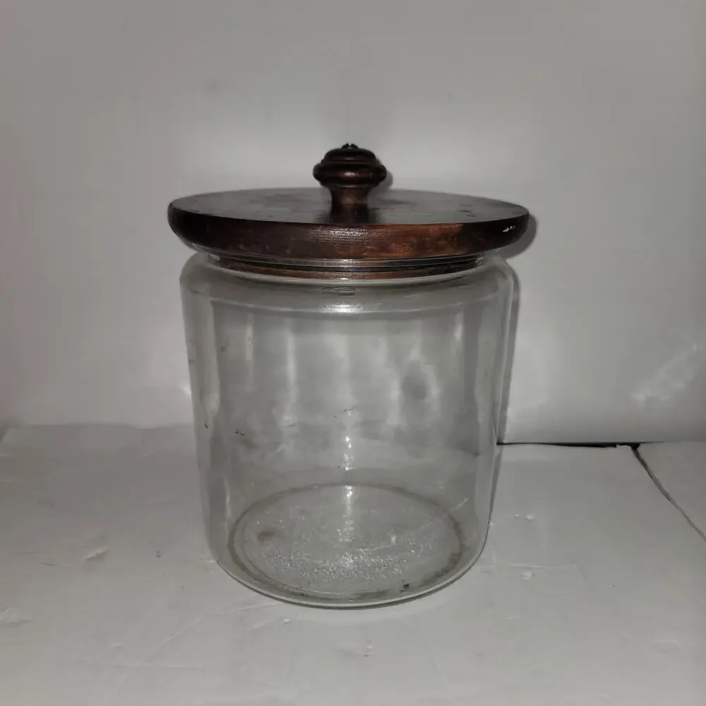 Vintage Strawberry Glass Jar w/ Wooden Lid 1980s Kitsch Decor storage canister